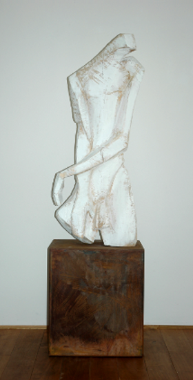 Eva-Maria Salm | Männlicher Torso | 2009 | Linde und Stahl | 210 x 60 x 40 cm