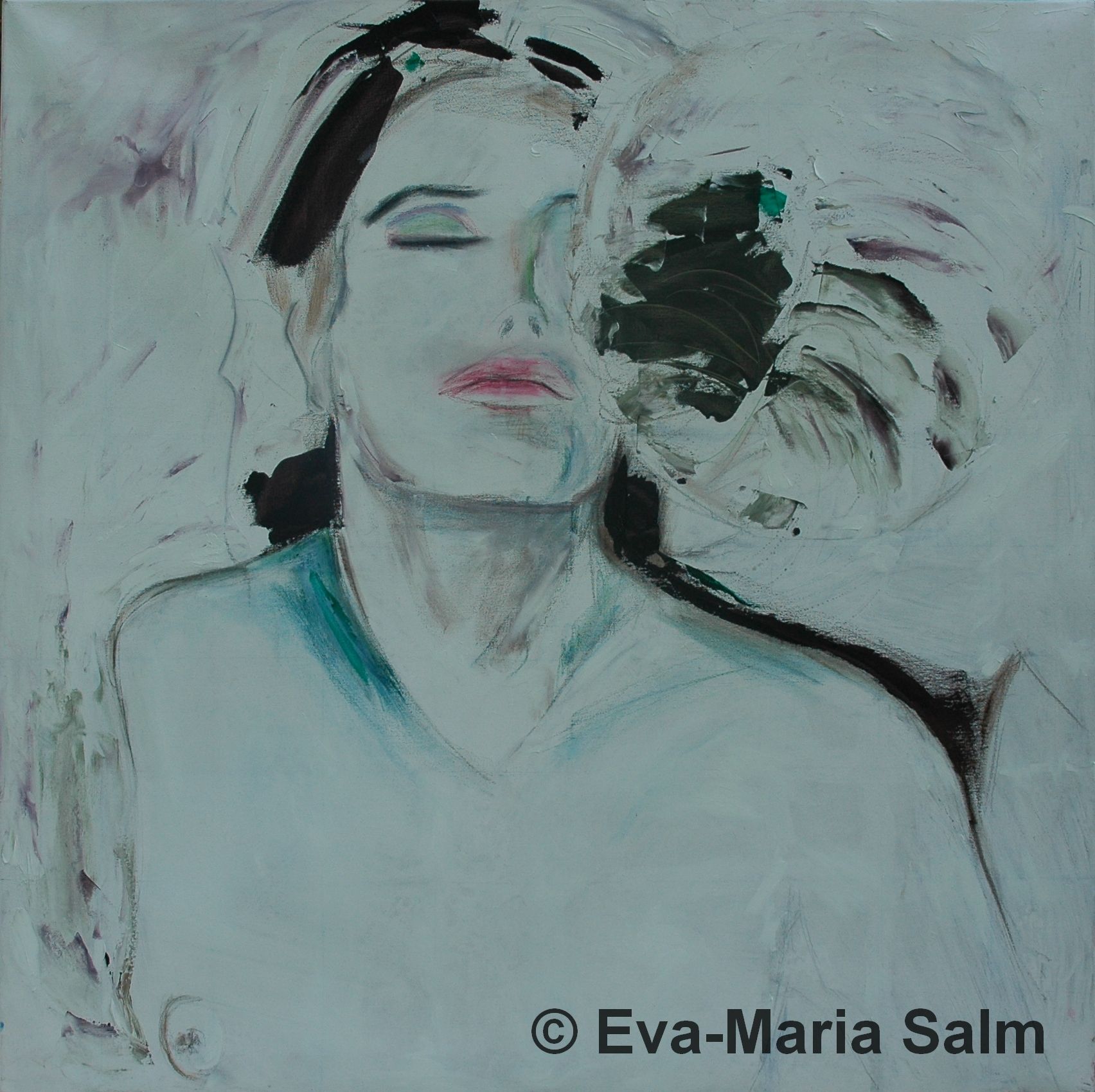 Eva-Maria Salm | Akt XXVII turnaround | 2008 | Ölkreide und Öl auf Leinwand | 100 x 100 cm